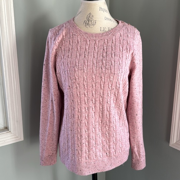 Talbots Donegal tweed cable knit sweater NWOT size L - Picture 2 of 9